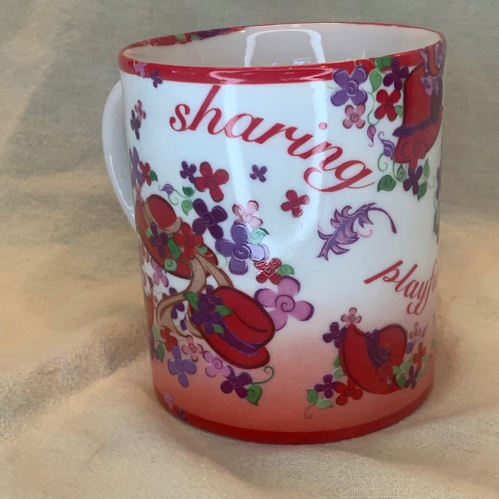 Cardew Design Red Hat Society Mug Pink Chintz White Red Excellent Floral 2004 - Picture 4 of 10